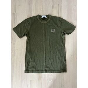 STONE ISLAND Green Cotton Logo Tee T Shirt Size Small Slim Fits XS Made in Italy